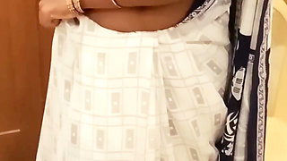 Desi Tamil Wife Renu Panties Body Show & Slow Saree Dressing Tease for Secret Bestie! Indianhotwifex