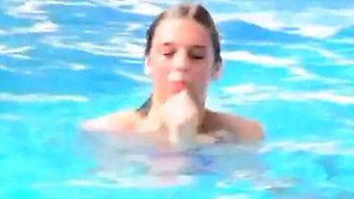 Hot Busty MILF Krystal De Boor Flashing in Swimming Pool