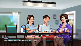 Collagen makes love to a stepmother and gives her all her milk - Summertime Saga