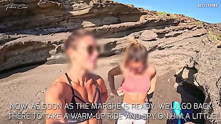Two Fit Girls on Beach See My Big Uncut Cock - Outdoor Public Flashing with Big Booty Babes
