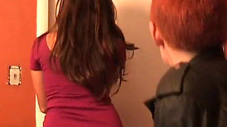 Brunette and red head lesbian sluts enjoy sucking each other's cunts on the sofa