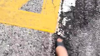 Foot fetish rimming for blonde outdoors