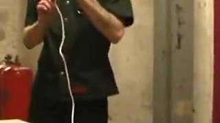 Petit girl stretching, candle dripping