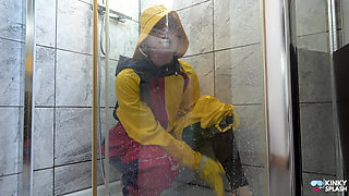 Double-layered Pvc Rainwear & Wetsuit: Soaked, Soapy Shower Play