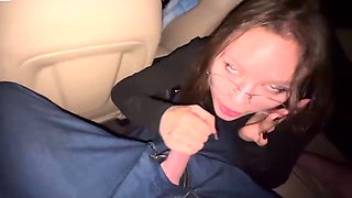 POV oral pleasure in car with cronys, spunk in mouth -