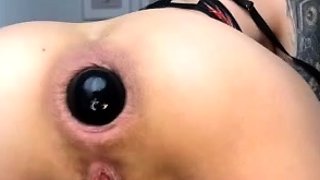 Webcam busty blonde stripped covered by oil anal masturbate