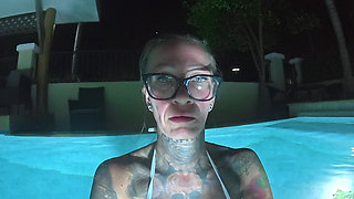 Underwater Swim at Night