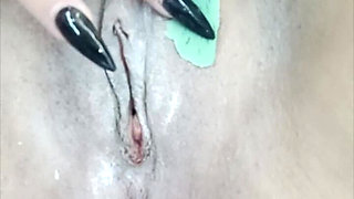 Cleaning Pussy Hair with Wax