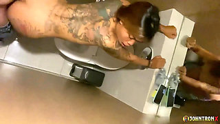 Johntronx - Fucking a Slutty Hot Tattooed Babe in a Bathroom