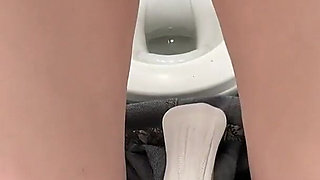 Compilation Dirty Used Panties & Public Pissing - Showing Soaked Panty Liner Close up