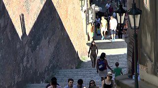 Massive boobs amateur teen Rainia Belle pounded in public