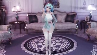 MikuMotion's 3D Hatsune Miku (g)i-Dle Queen Striptease - Busty Jiggle in Tight Uniform