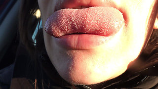 My Indian Stepsister Sucks Banana in Car and Does Mouth Fetish After Sucking Banana and Eating It