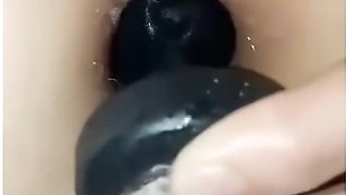 Virgin struggles to fit vibrating plug before giving in
