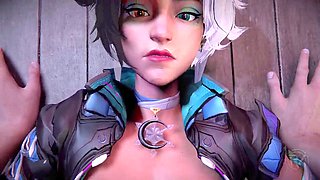 Uncensored anime porn with a perfect body and some passionate smooching