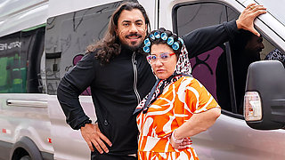 Pierced Belly Mature Gets Ass Fucked in Driving Bus