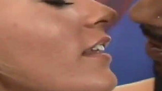 Busty babe gets a warm load from his BBC after hard fuck