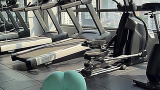 Yoga in a Gym with Boobs Flashing