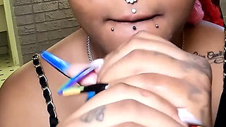 Mixed Cutie Little Bleu Likes Sucking on BBC