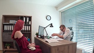 Redheaded is going to get fucked from behind, bent over