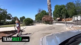 Teamskeet - pretty huge lady juggles her pink pussy on successful stud and makes him jizz on her Big Ass