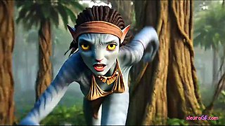 Avatar honeys gulps monster trunk deep in Pandora jungle