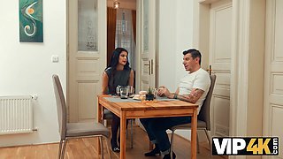Vip4k. sexy dark haired thinks that the whistle is a message to blow an older cock