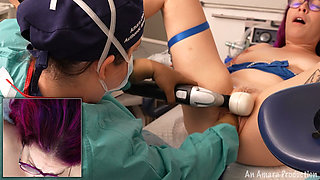 Gynecology Examiation - Fingering and Fisting with Latex Gloves and a Surgical Gown