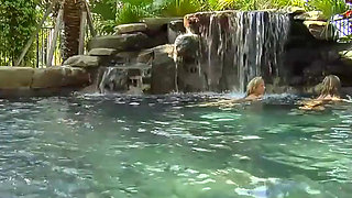 Lesbian hot sex outdoor in the water