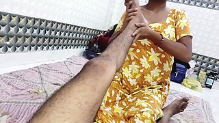 Indian Wife Yellow Dress Passionate Sex & Blowjob - Homemade