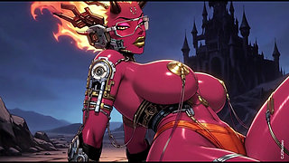 Fire element demon sexy pose (Ai animation)