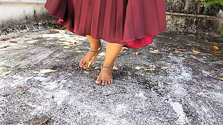 Desi Girl in Skirts, Getting Completely Nude Outdoor