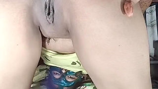 For the first time today, I put a thick and big dildo vibrator in the ass.