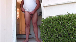 Side Door Jerkoff and Cum