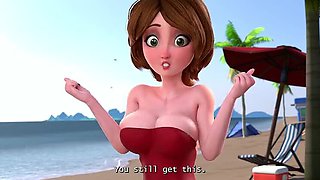 Big Hero 6 Hentai - Aunt Cass Beach Blowjob & Creampie - 3D Anime Sex with Sound