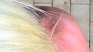 Cute 19 Year Old Blonde Riding Excersize Bike with Massive Dildo