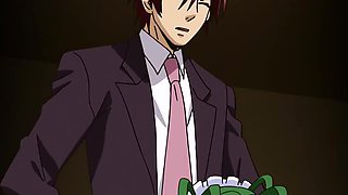 Kinky dude loves to fuck some busty maids in his office hentai